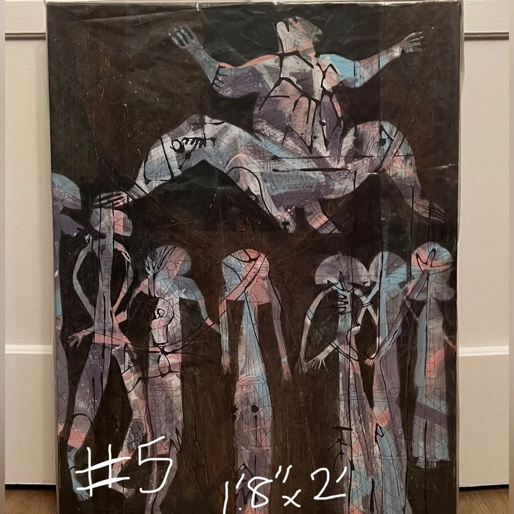 3  Acrylic On Canvas Paintings Wall Art By The Late Artist Marilyn Schmidt